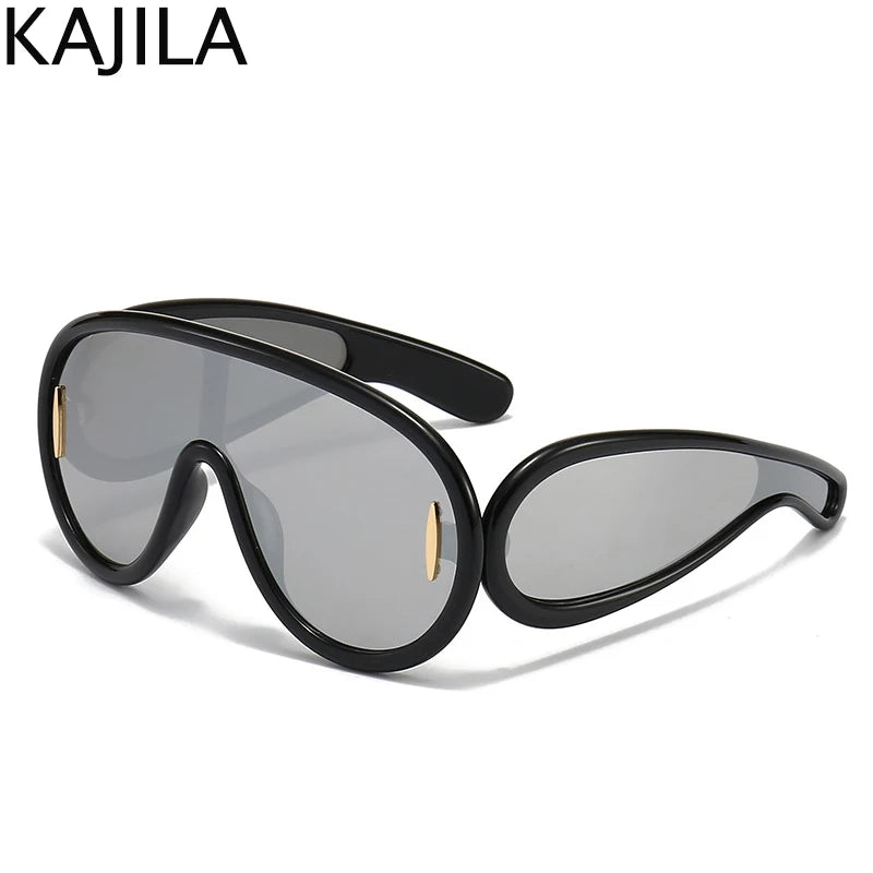 Y2K Cyberpunk Wave Mask Sunglasses – Oversized One-Piece Luxury Steampunk Goggles for Women 🌊