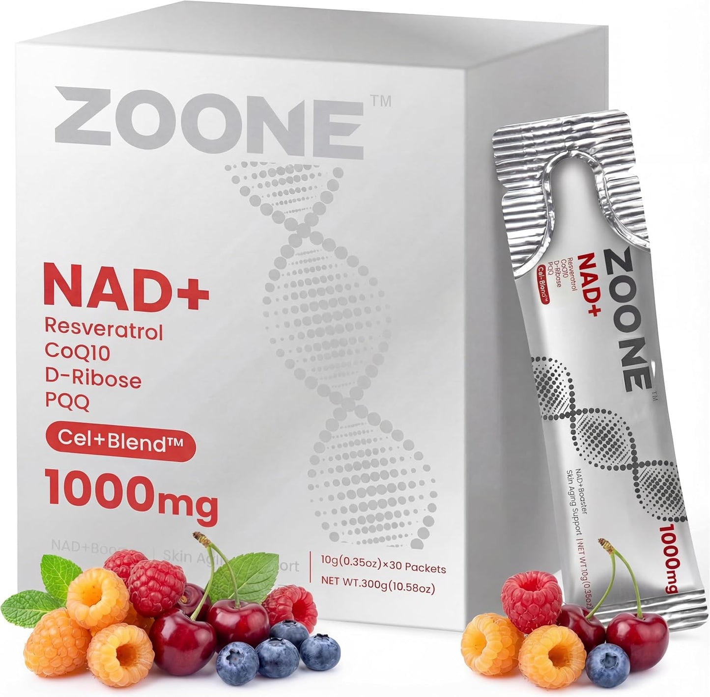 NAD Supplement 1000Mg Liquid with NR, Resveratrol & PQQ, 30 Packets | NAD plus Liquid Supplement with NR, Resveratrol & PQQ; NAD+ Supports Cellular Energy & Healthy Aging for Men & Women