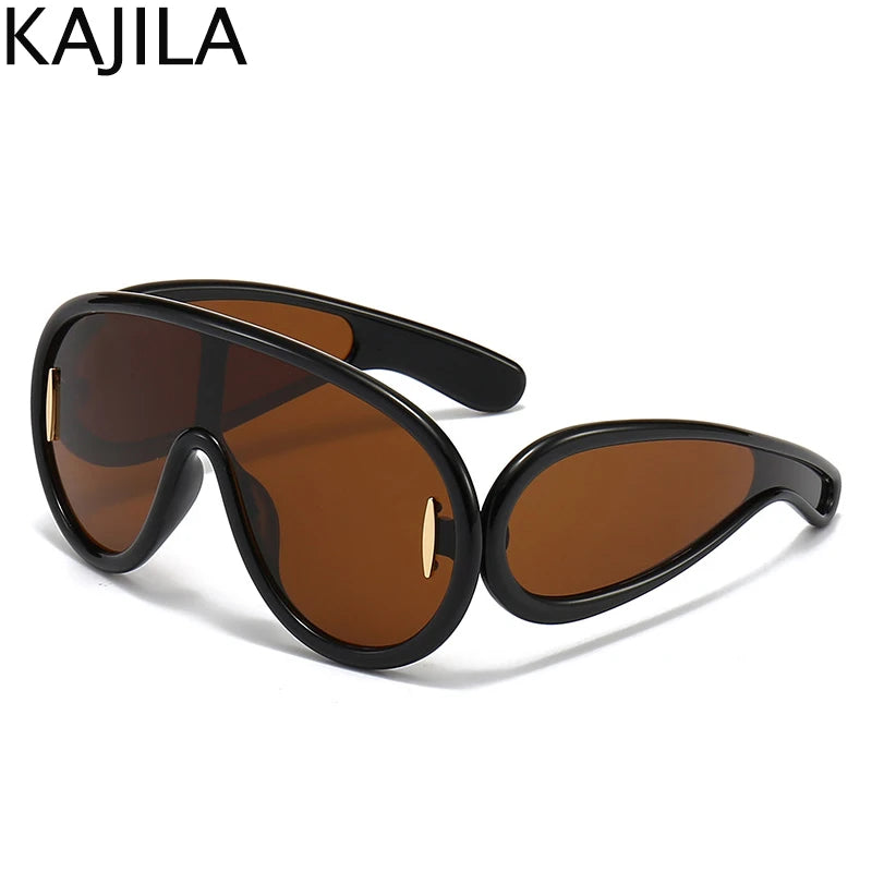 Y2K Cyberpunk Wave Mask Sunglasses – Oversized One-Piece Luxury Steampunk Goggles for Women 🌊