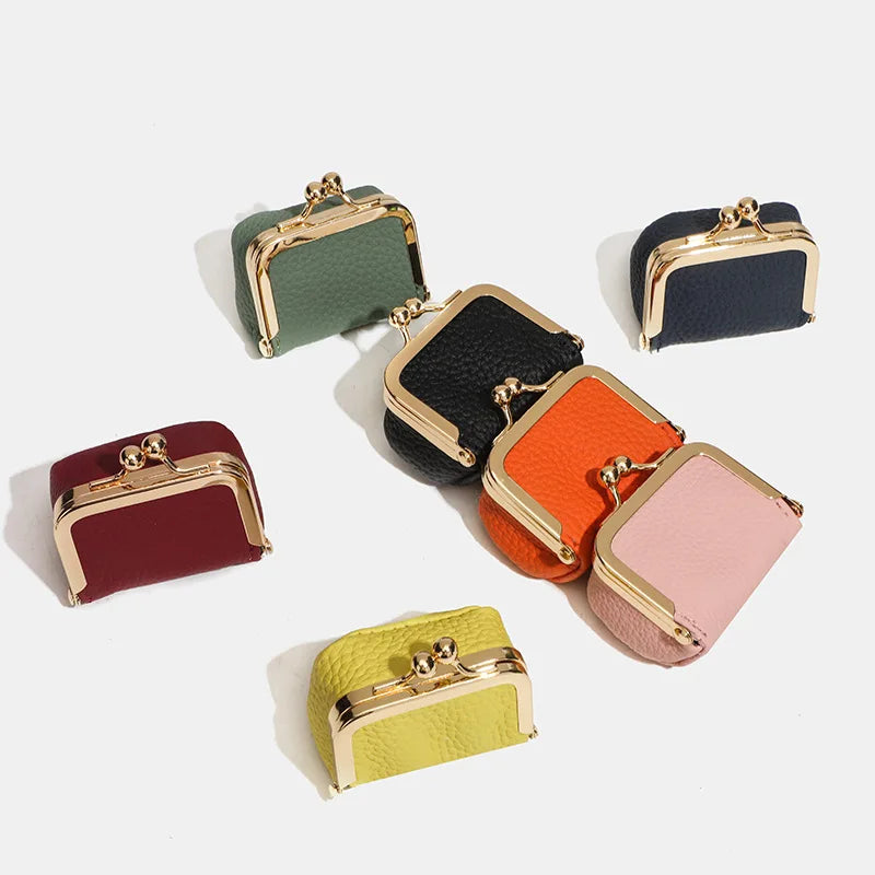 Luxury Genuine Leather Mini Accessory Box – Chic Gold Hardware Jewelry & Coin Purse 💎✨