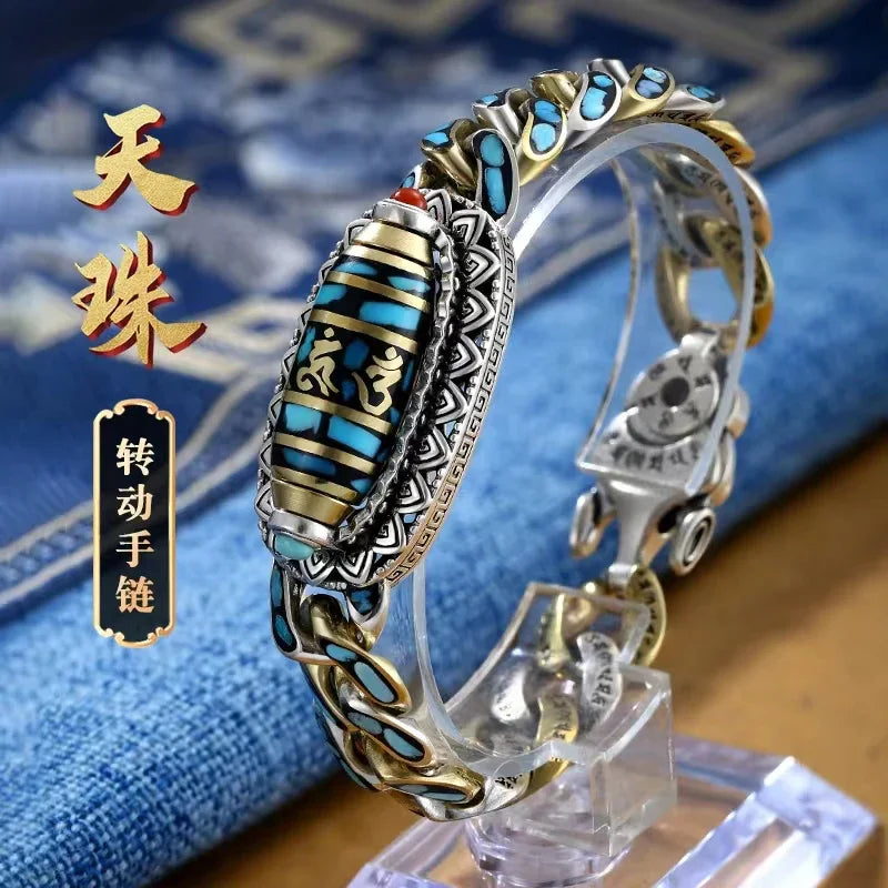 ⛩️ High-End Six-Character Mantra Spinner Ring – Retro Sterling Silver Style Buddhist Amulet 🕉️✨