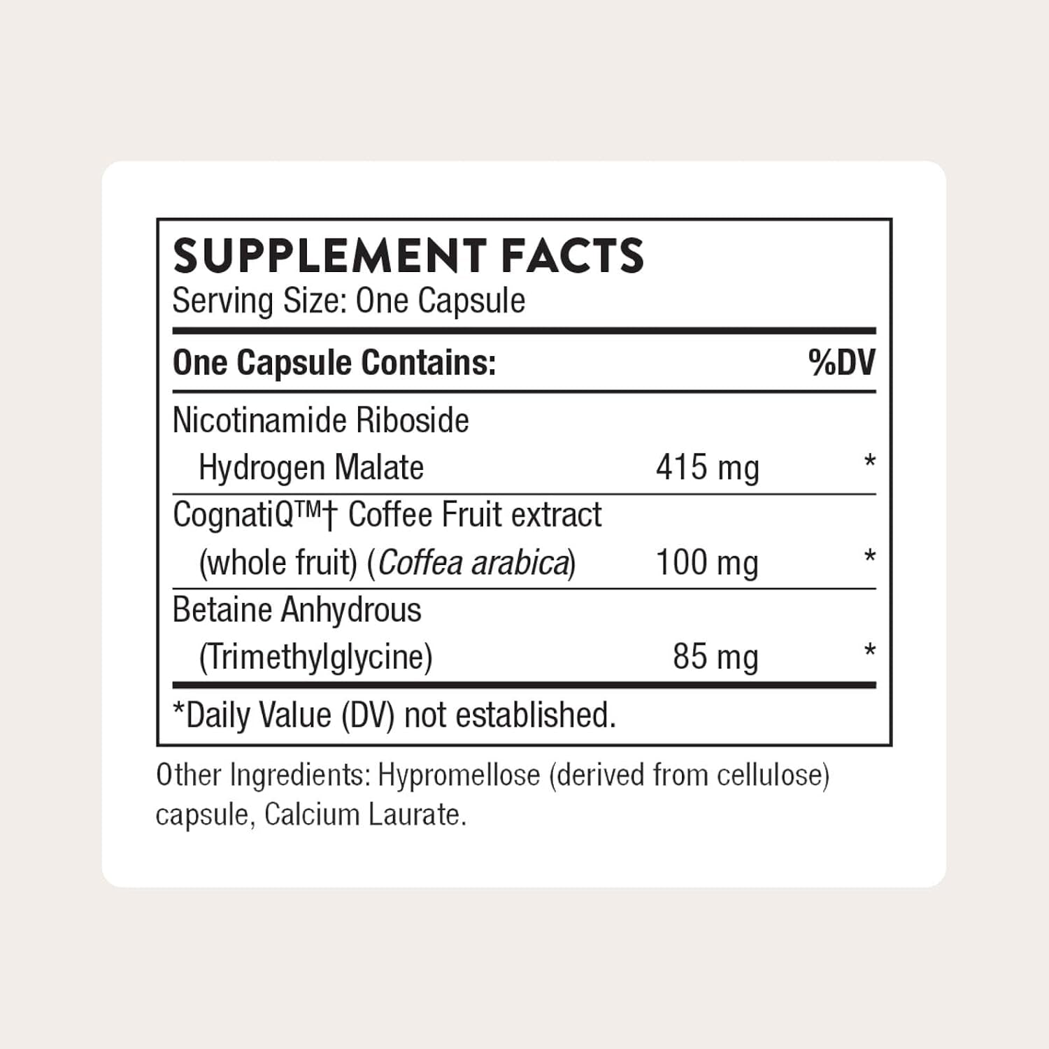 Brain Factors Brain Health Supplement - Featuring Nicotinamide Riboside, Coffee Fruit Extract, and Betaine Anhydrous for Enhanced Learning, Memory, and Cognition - Third-Party Certified - 30 Capsules