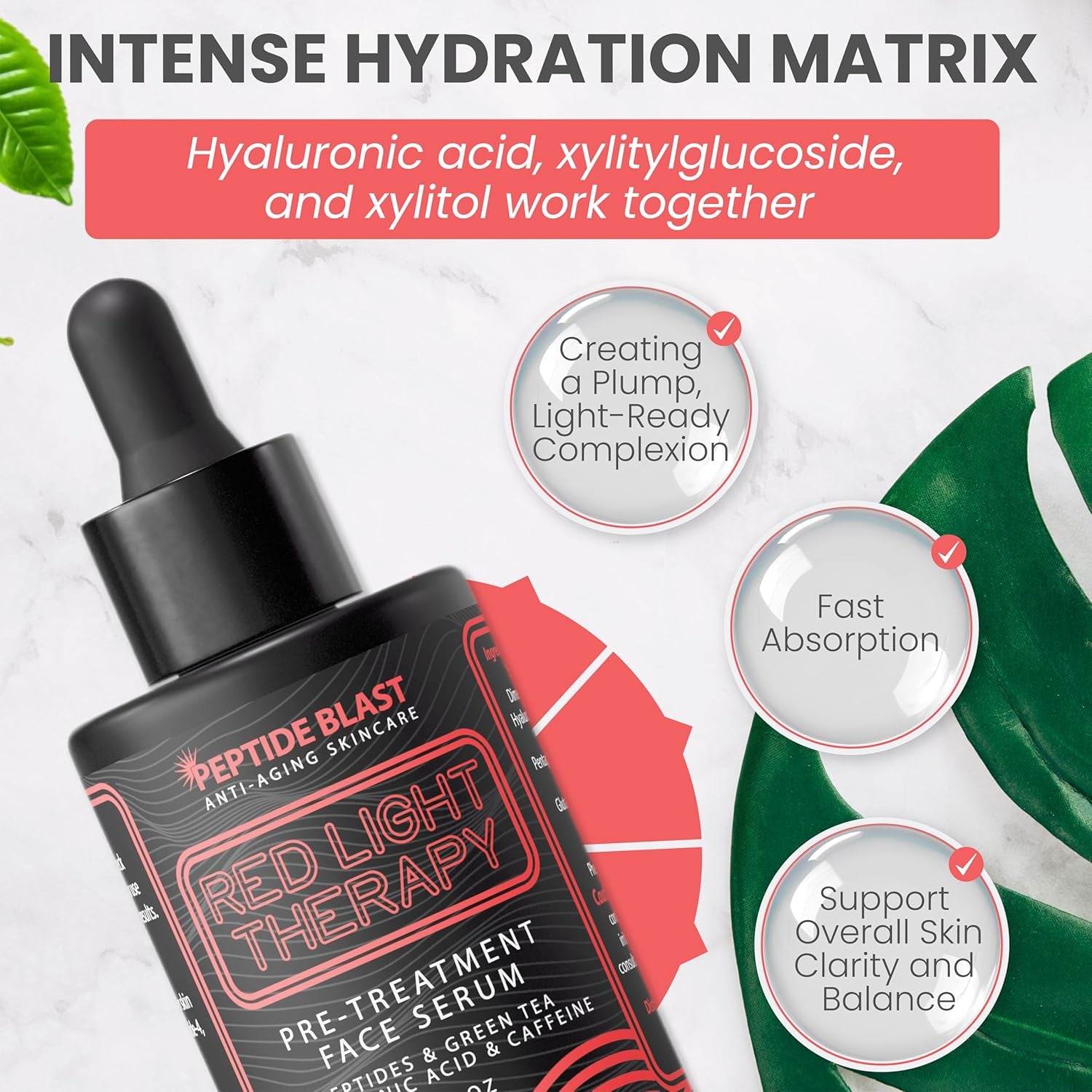 Luminous Red Light Prep Serum (1 Oz) – Anti-Wrinkle Peptide & Hyaluronic Booster