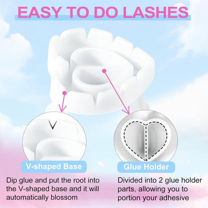 100PCS Heart-Shaped Lash Glue Rings – Disposable Eyelash Extension & Nail Art Adhesive Cups 🤍✨