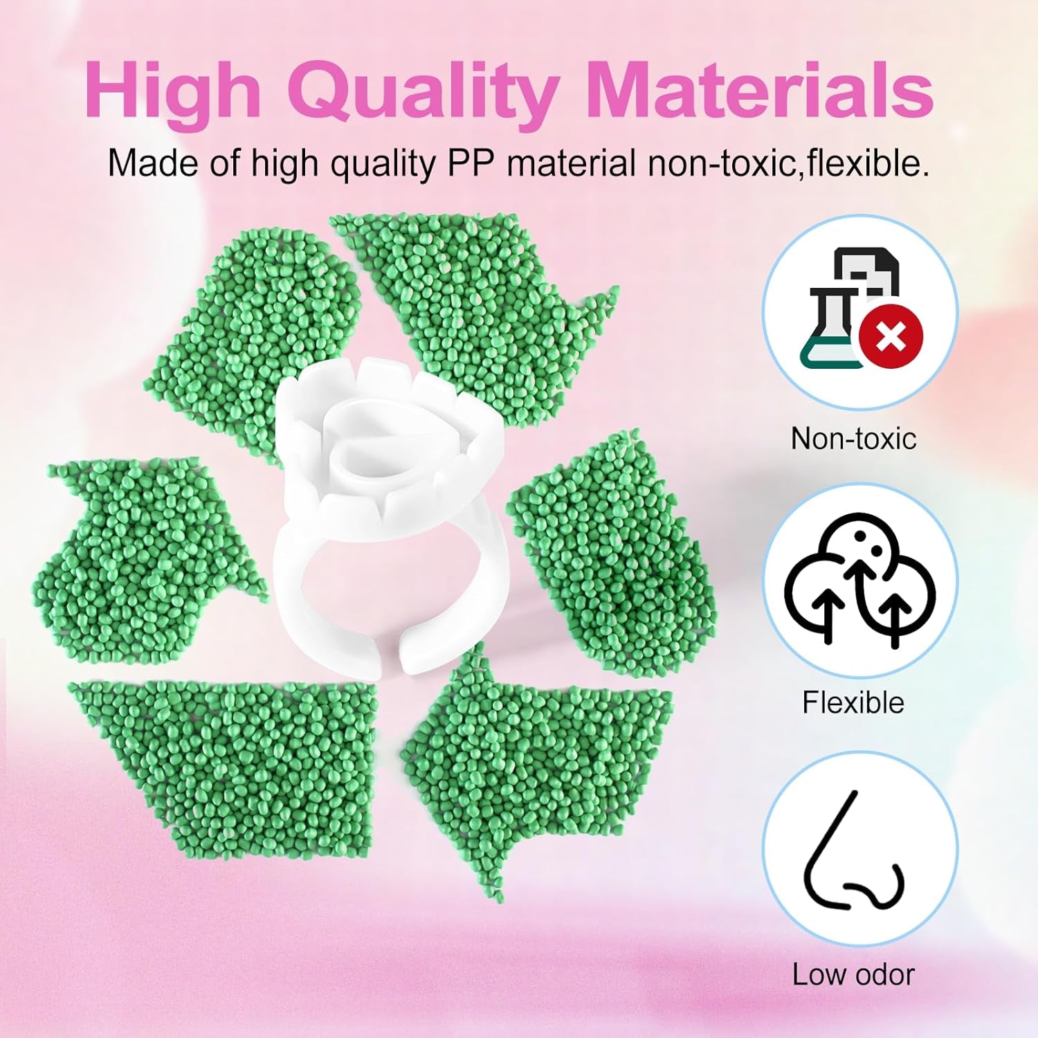 100PCS Heart-Shaped Lash Glue Rings – Disposable Eyelash Extension & Nail Art Adhesive Cups 🤍✨