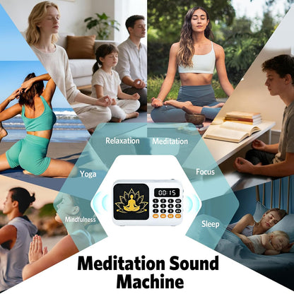 Tibetan Meditation Singing Bowl, Portable Electronic Audio Sound Machine with 27 Different Singing Bowl, Natural Soothing Sounds for Yoga, Meditation, Chakra Healing and Stress Relief(Green)