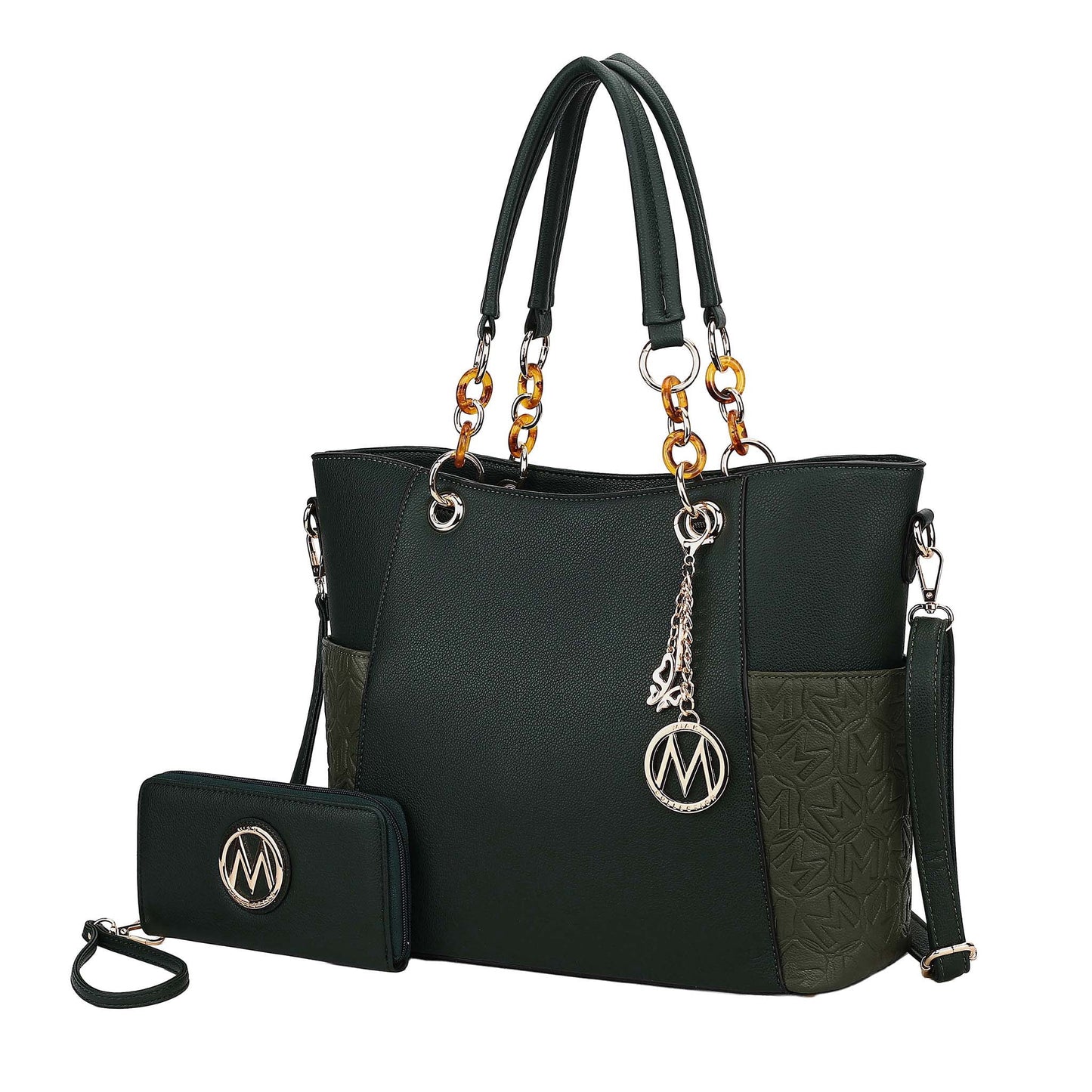 Mia K. Bonita Checker Tote & Wristlet Set – Vegan Leather 2-Piece Shopper 👜✨