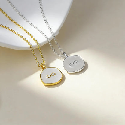 AELNEN Enamel Accent Disc Necklaces - S925 Marble & Minimal Symbol Pendants - Sleek Versatile Jewelry - Gift for Her