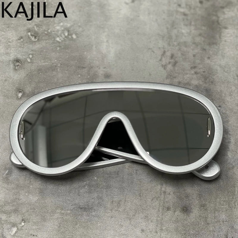 Y2K Cyberpunk Wave Mask Sunglasses – Oversized One-Piece Luxury Steampunk Goggles for Women 🌊