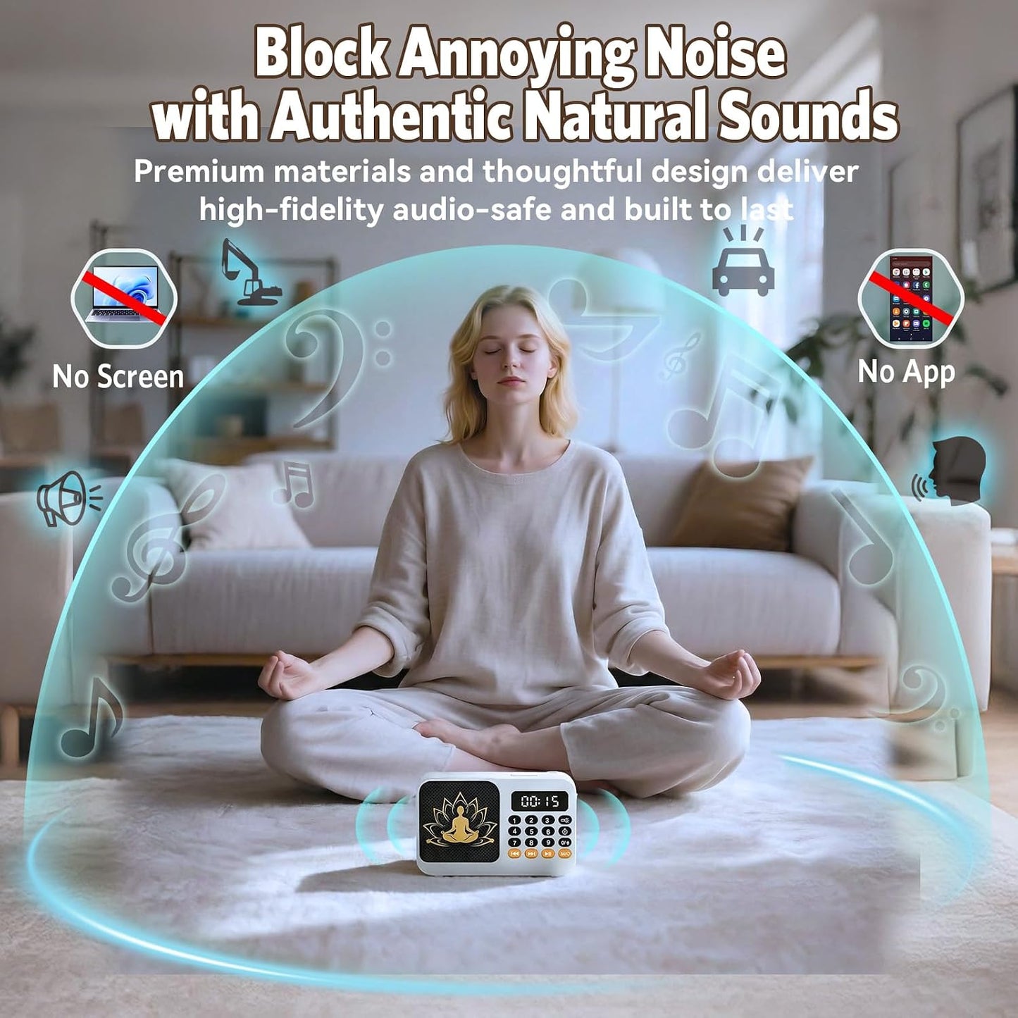 Tibetan Meditation Singing Bowl, Portable Electronic Audio Sound Machine with 27 Different Singing Bowl, Natural Soothing Sounds for Yoga, Meditation, Chakra Healing and Stress Relief(Green)