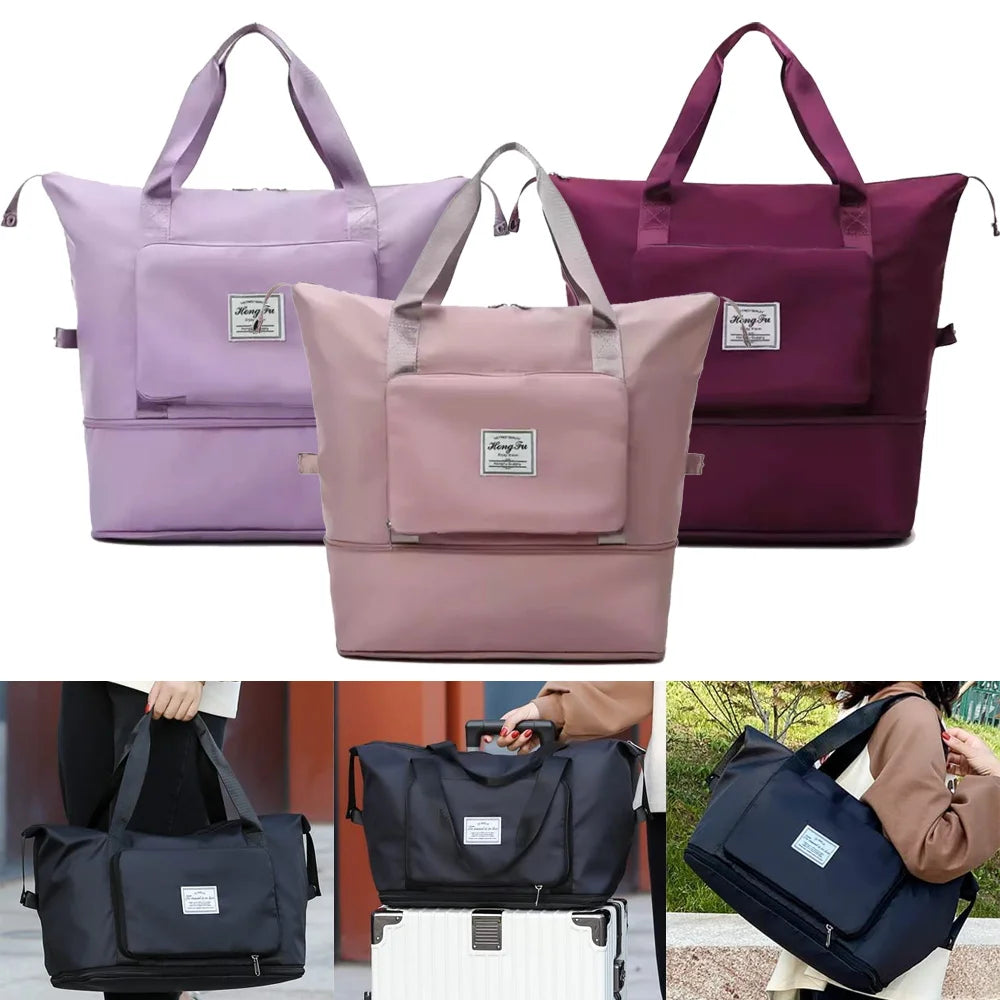 2026 Expandable Folding Travel Bag – Waterproof Large Capacity Duffle, Gym & Yoga Tote with Wet/Dry Pocket ✈️itness