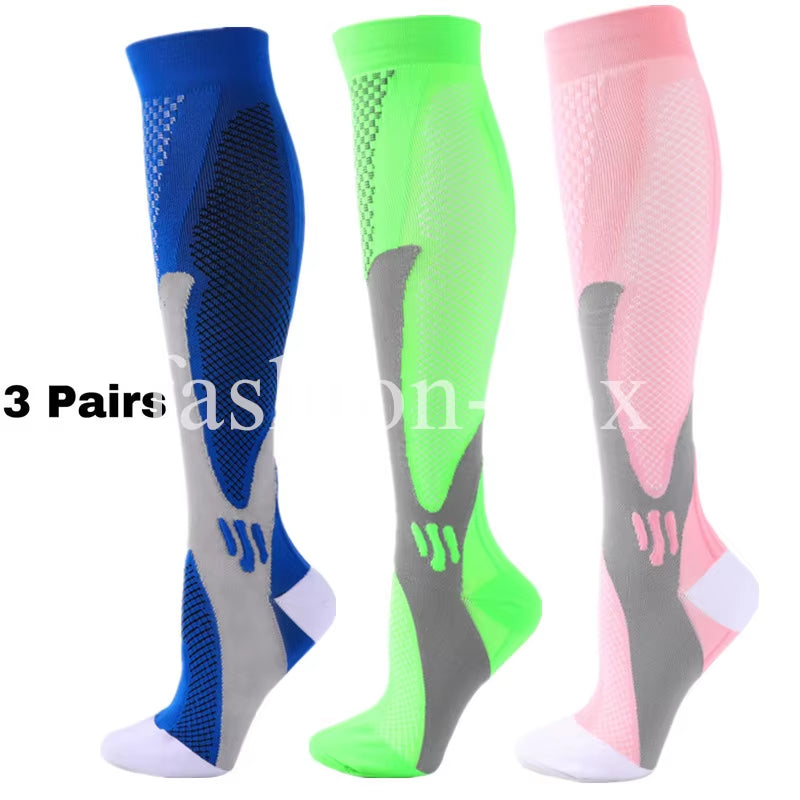 🏃‍♂️ 3 Pairs Premium Compression Socks for Men & Women Anti-Fatigue Knee Highs 🧦✨