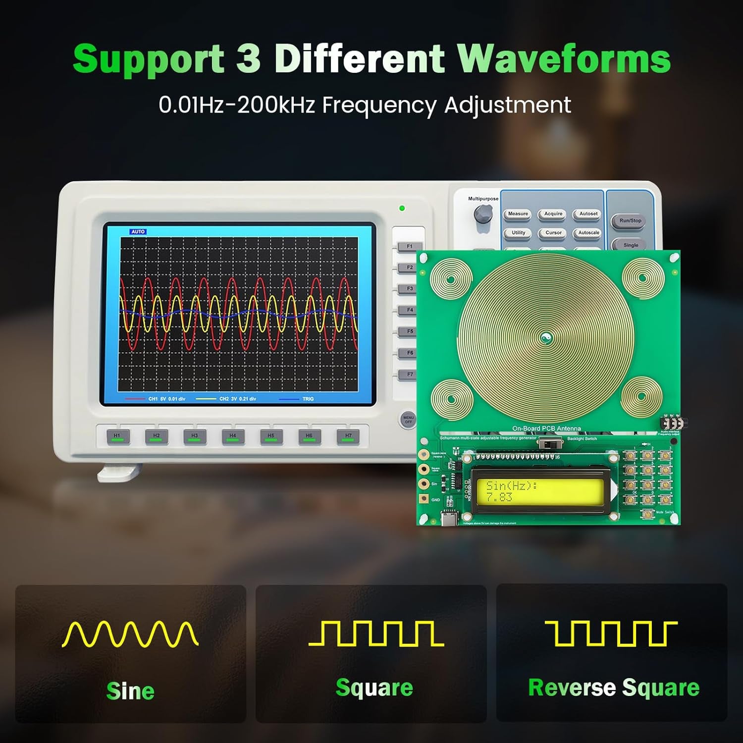 Adjustable Frequency Generator Machine | Schumann Resonance Pulse Generator 7.83Hz Nature Sine Wave Resonator Sound Frequency Devices for Sleep | Relaxation(0.01Hz-200000Hz)