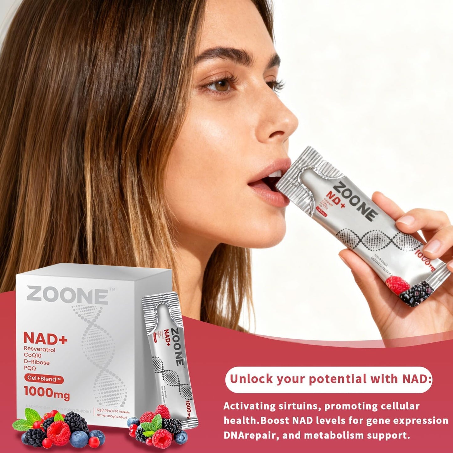 NAD Supplement 1000Mg Liquid with NR, Resveratrol & PQQ, 30 Packets | NAD plus Liquid Supplement with NR, Resveratrol & PQQ; NAD+ Supports Cellular Energy & Healthy Aging for Men & Women