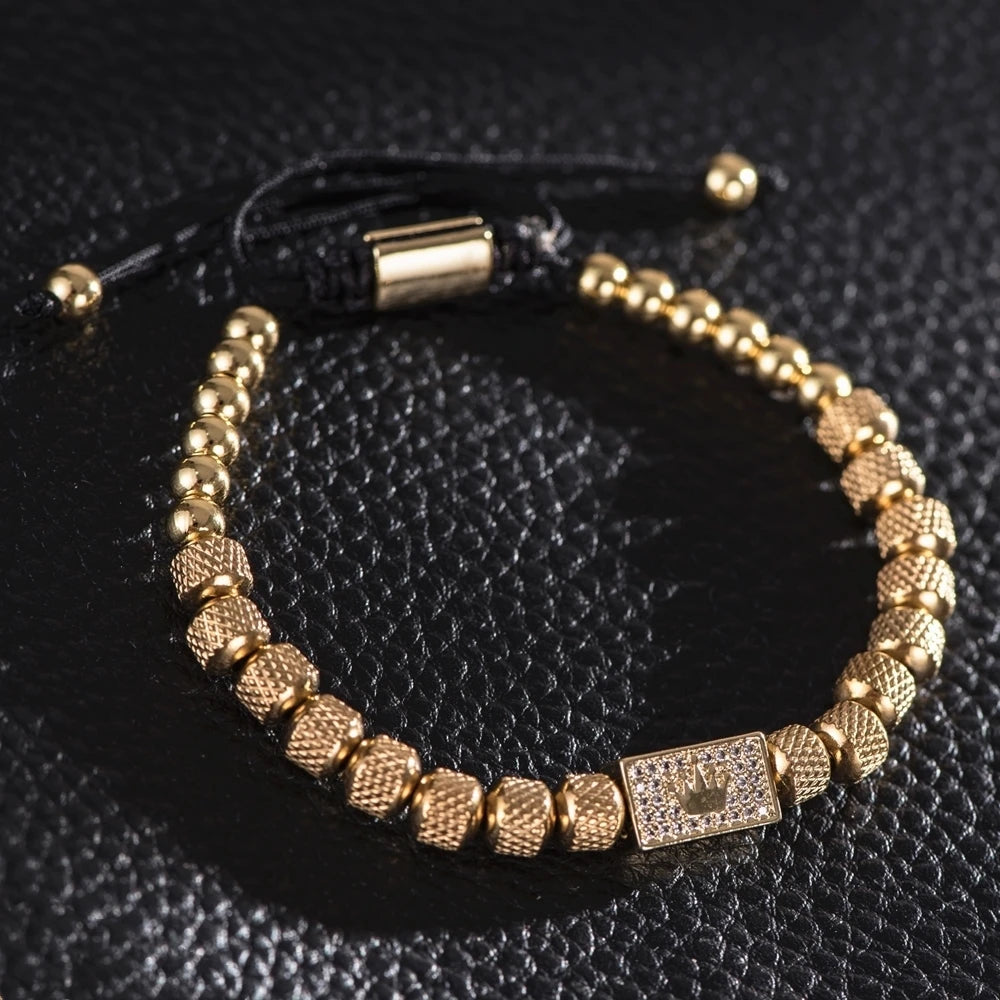 Premium Gold Crown Bracelet – Adjustable 316L Stainless Steel Bangle👑