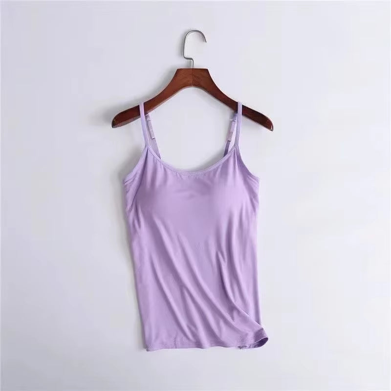 Higher Quality Solid Padded Bra Sexy Women Tops Camisole Top Women Vest Women Camisole with Built in Bra Cami Top Vest Tank Top