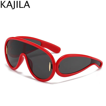Y2K Cyberpunk Wave Mask Sunglasses – Oversized One-Piece Luxury Steampunk Goggles for Women 🌊