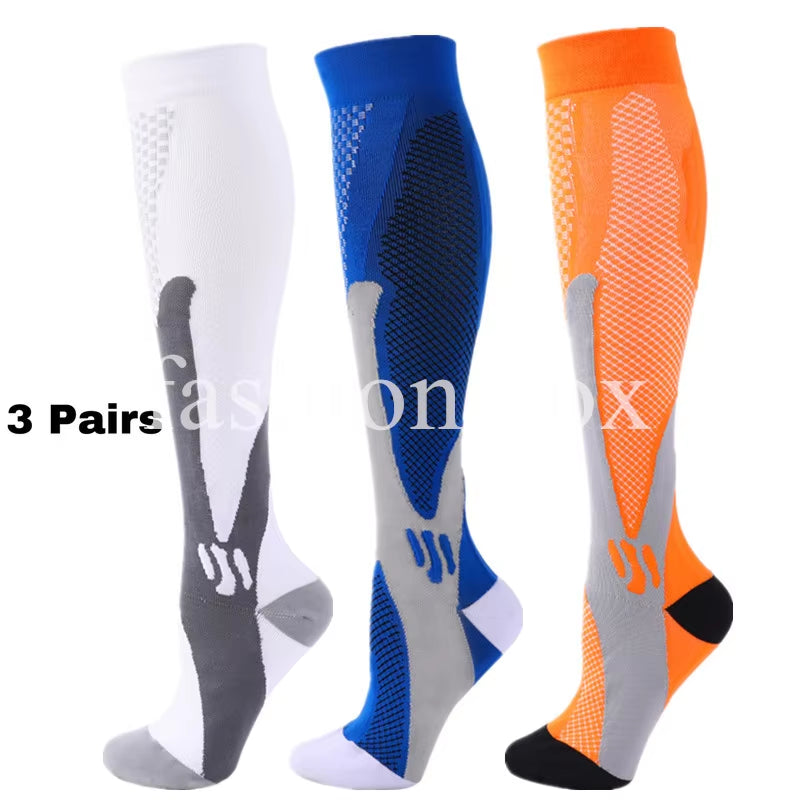 🏃‍♂️ 3 Pairs Premium Compression Socks for Men & Women Anti-Fatigue Knee Highs 🧦✨