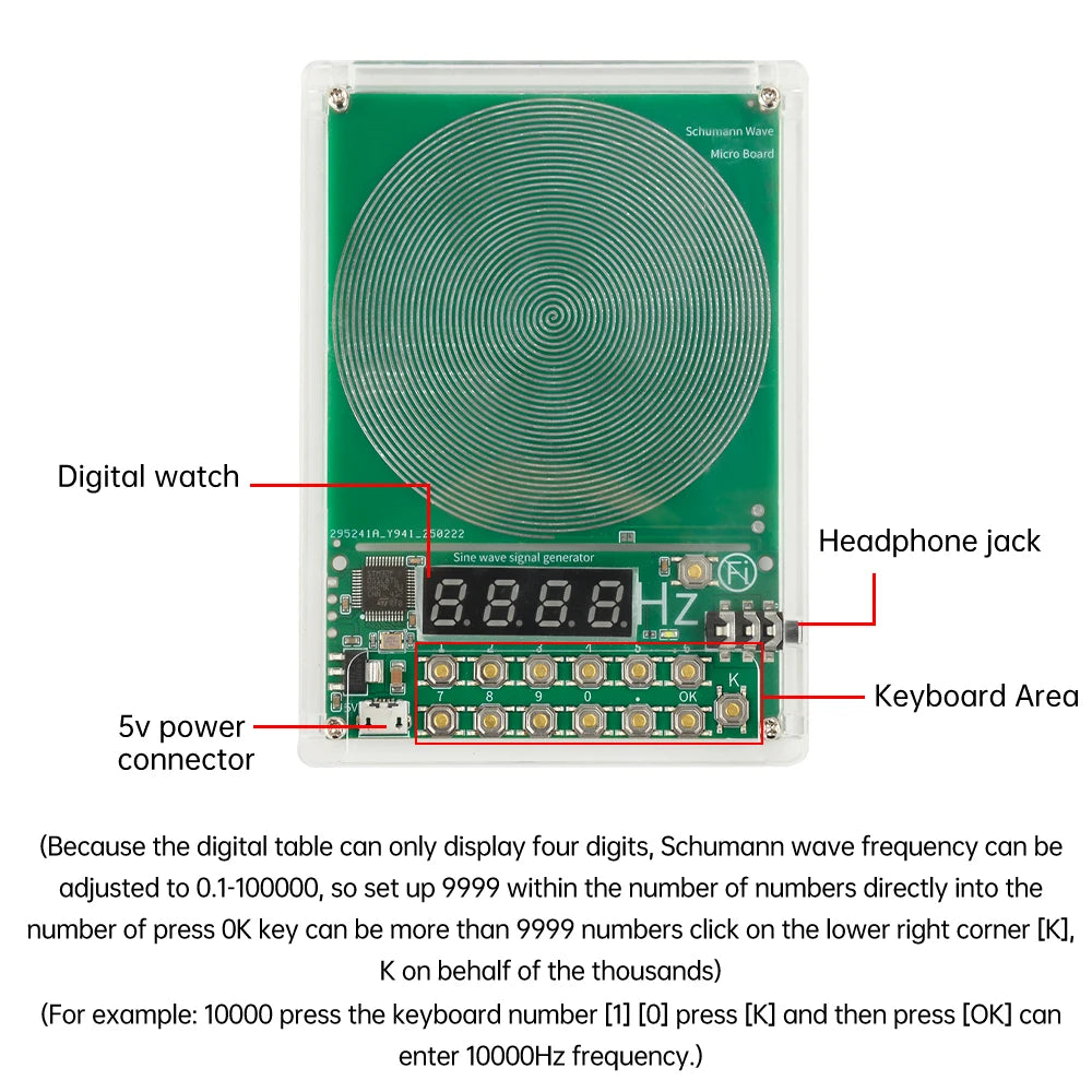 Precision Schumann Wave & Sine Wave Generator: Adjustable 0.01Hz–100,000Hz Signal Apparatus