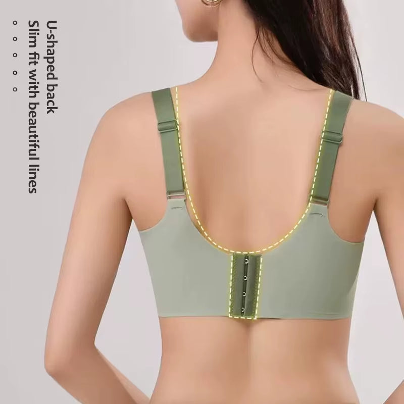 ☁️ Plus Size Super Gather Push-Up Bra – Seamless Full-Coverage Lift & Soft Wireless Support Underwear for Women ✨🧘‍♀️