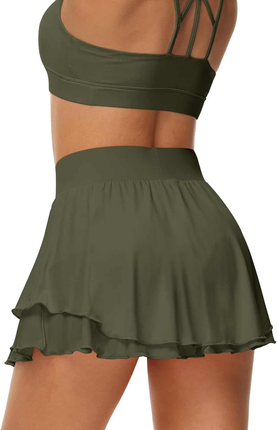 Ice Silk Ruffle Tennis Skort – 13" Athletic Skirt with Pockets