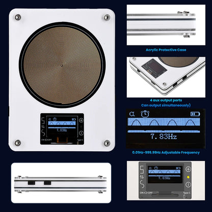 Adjustable Schumann Wave Signal Generator 0.01-999.99Hz Dual Coil Design 4-Channel Audio Output for Meditation Training