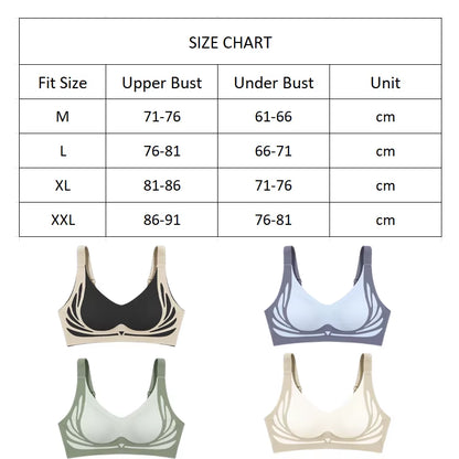 ☁️ Plus Size Super Gather Push-Up Bra – Seamless Full-Coverage Lift & Soft Wireless Support Underwear for Women ✨🧘‍♀️
