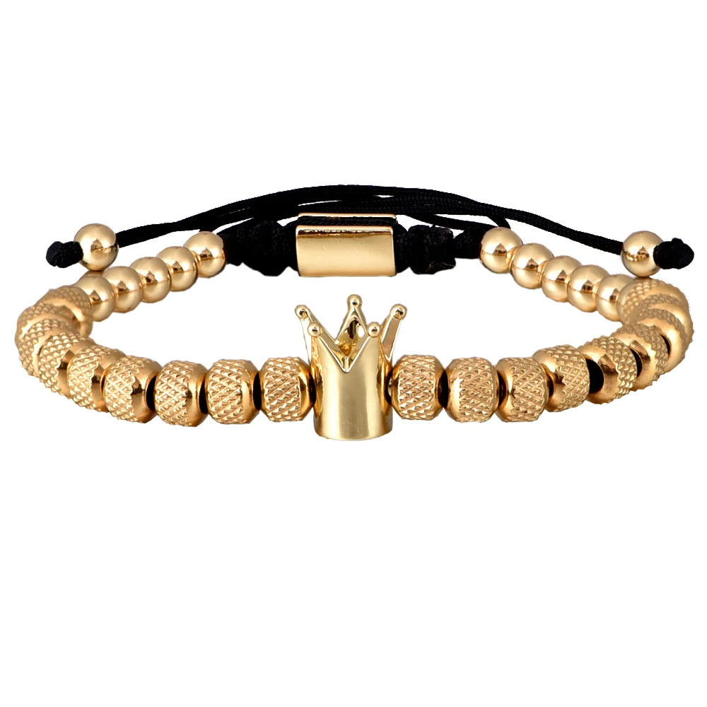Premium Gold Crown Bracelet – Adjustable 316L Stainless Steel Bangle👑