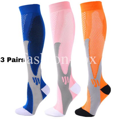 🏃‍♂️ 3 Pairs Premium Compression Socks for Men & Women Anti-Fatigue Knee Highs 🧦✨