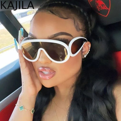 Y2K Cyberpunk Wave Mask Sunglasses – Oversized One-Piece Luxury Steampunk Goggles for Women 🌊