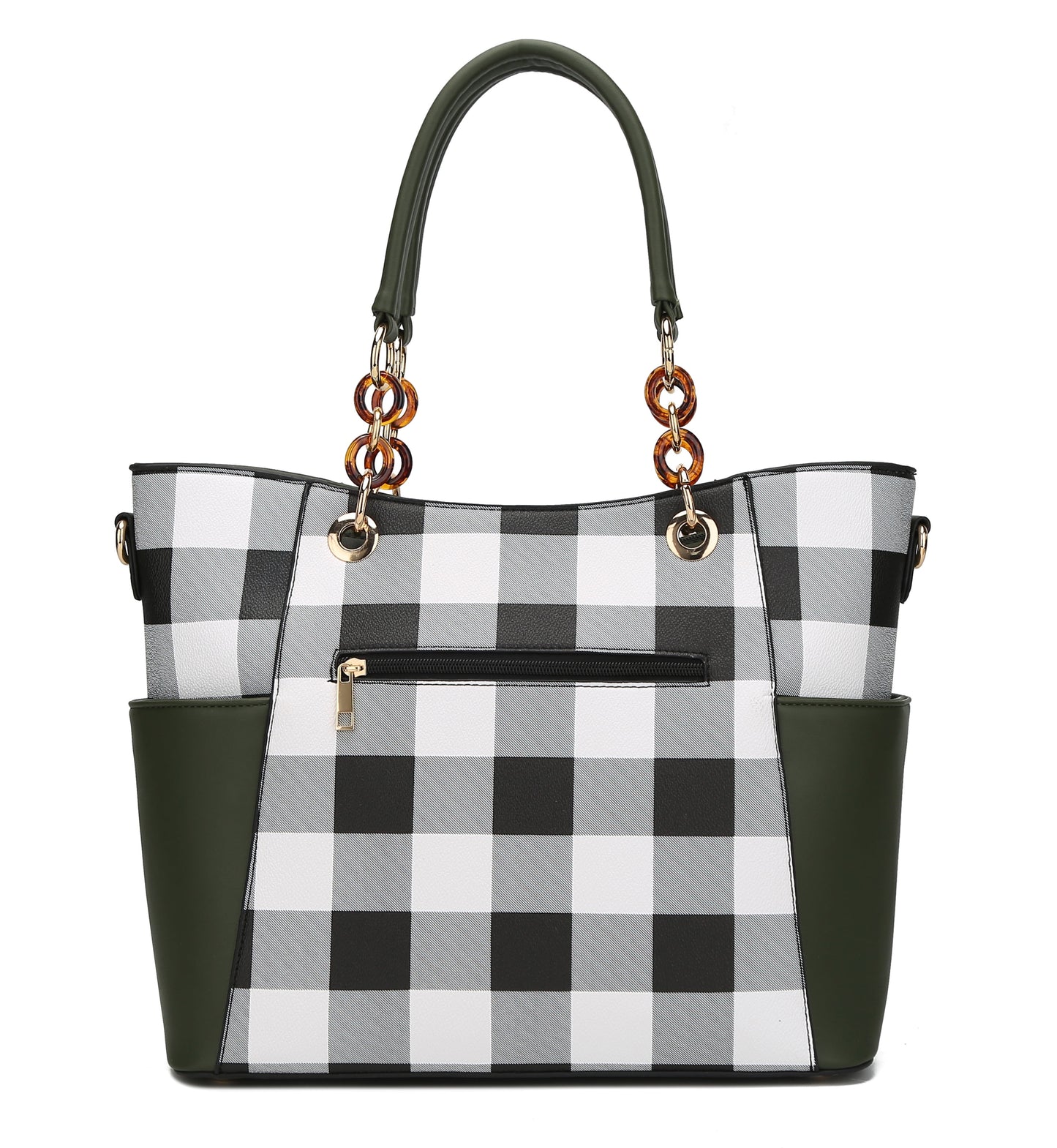 Mia K. Bonita Checker Tote & Wristlet Set – Vegan Leather 2-Piece Shopper 👜✨